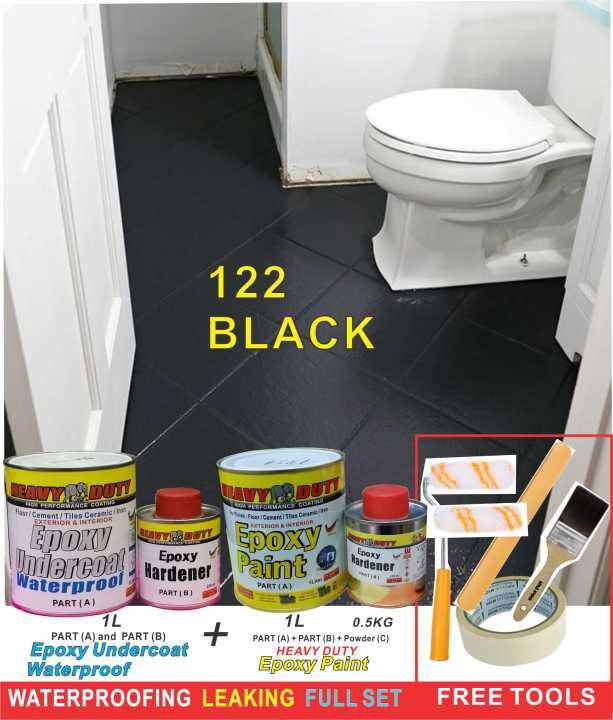 BLACK HE9103 FULL SET Epoxy Floor Coating HEAVY DUTY ( FREE Tool Set