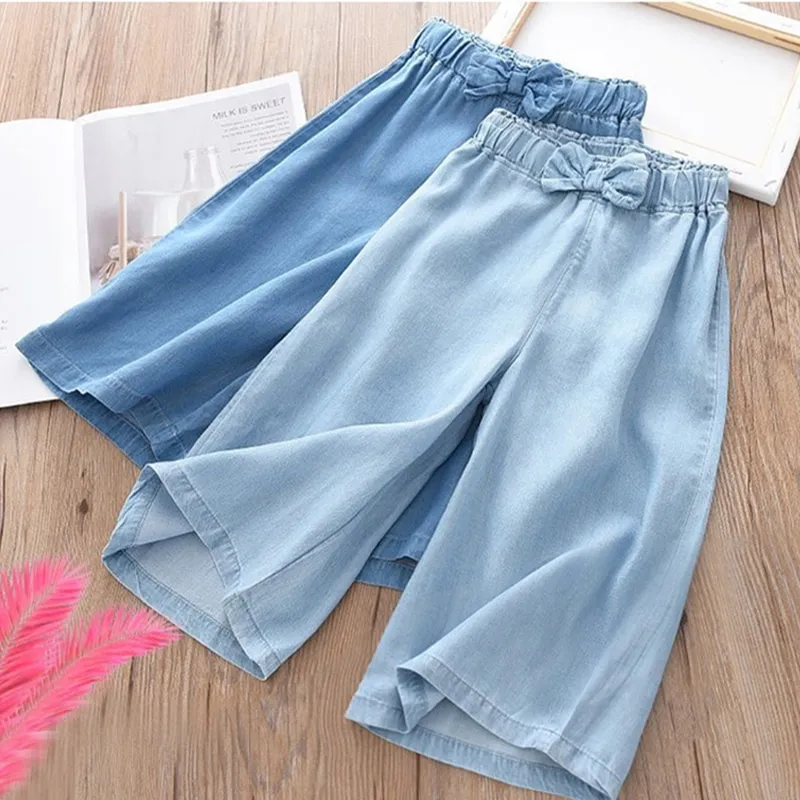 Girls Wide Leg Jeans Children's Casual Pants Spring and Autumn Denim  Trousers Kids Fashion Loose Denim Pants 4-12 Yrs