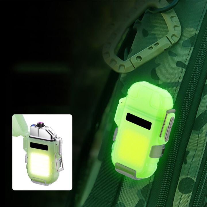 zzooi-luminous-waterproof-lighter-with-cob-light-outdoor-camping-survival-windproof-igniter-type-c-electronic-dual-arc-plasma-lighter