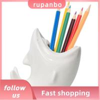 ที่ใส่ดินสอปากกาเซรามิกรูปปลาฉลาม RUPANBO039392692สีขาว4.24.2นิ้วของตกแต่งสำนักงานที่ใส่ปากกาสำหรับสำนักงานเซรามิกแบบเรียบง่าย