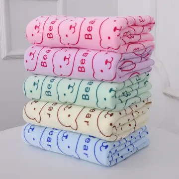 Cute Bear Print Bath Towel Microfiber Quick Dry Soft Absorbent