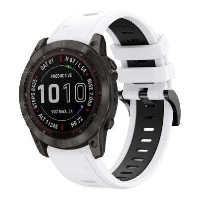 สำหรับ Garmin Fenix 7X แสงอาทิตย์26มิลลิเมตรสองสีซิลิโคนกีฬาสายนาฬิกาข้อมือ (สีขาว + สีดำ) (ขายเอง)