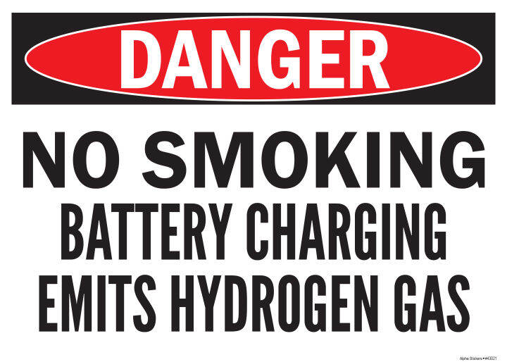 Battery Warning Signs Danger Emits Hydrogen Gas Vinyl Sticker Size: 14 