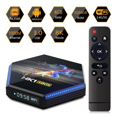 HK1 RBOX R2 Android 11 TVBox 10000 Channels &amp; Movies RK3566 4G+32G/64G 4K Quad Core 64bit