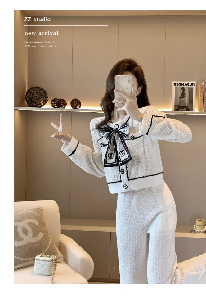 Chanel Suit Spring and Autumn 2022 New Women's Fashionable French Style  Temperament Socialite High-End Wide-Leg Pants Two-Piece Set