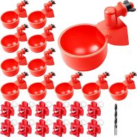 12 Chicken Water Cups and 12 Chicken Waterer Nipples with Drill Bit,Automatic Filling Poultry Drinking Bowl