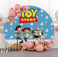 Custom Baby Shower Circle Background Disney Toy Story Birthday Party Decoration Banner Cartoon Story Round Photography Backdrops