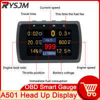 A501 OBD HUD Head-Up Display Speedometer โวลต์มิเตอร์การตรวจสอบความดันลมยางการบริโภคน้ำมันเชื้อเพลิงเฉลี่ยระบบเตือนการวินิจฉัย