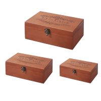 667A Retro Locking Wood Storage Box Decorative Case for Home or Office Wooden Box with Hinged Lid Keepsake Holder with Lock