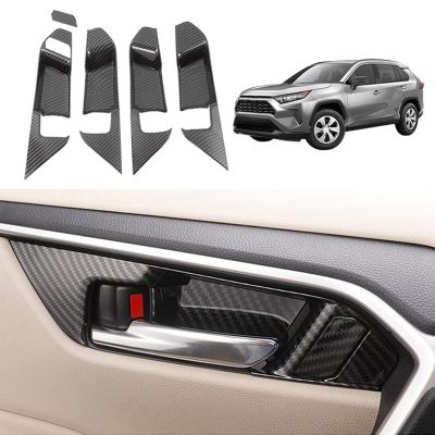 Inner Door Bowl Trim Door Handle Decoration Cover for Toyota RAV4 2019 2020 2021 2022 Interior, ABS Carbon Fiber
