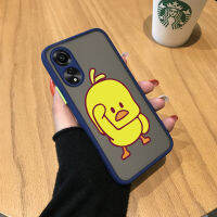 เคสสำหรับ OPPO A78 4G เคสป้องกันกล้องปกหลังแบบเต็มแข็งเคสใส่โทรศัพท์ลายการ์ตูนมีน้ำค้างแข็งโปร่งใสไก่น้อยน่ารัก