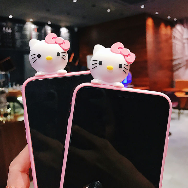 3d-การ์ตูนน่ารัก-hello-kitty-เคสโทรศัพท์สำหรับ-infinix-smart-4-5-6-hd-2021-smart6-infinix-hot-9-play-hot-10-11-play-infinix-hot-10s-hot-10t-itel-vision-1-p36-tecno-spark-6-air-6-go-ยืนผู้ถือเชือกยาวนุ