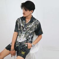 YAKZA hawaii DARK 010 SET เสื้อ+กางเกง เสื้อเชิ้ต เสื้อฮาวาย กางเกงขาสั้น ทรงตรง แห้งไวไม่ร้อน