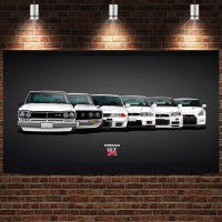 Evolution History Of GTR Nissan Skyline Supercar Wall Art ผ้าใบพิมพ์เหมาะสำหรับตกแต่งห้อง,คุณภาพสูง Unframed ภาพวาด,เหมาะสำหรับผู้ที่ชื่นชอบรถ