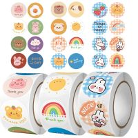 500 Pcs/roll Cartoon Animals Cute Stickers Round Sealing Labels Gift Box Package Kawaii Stationery Thank You Decorative Sticker Stickers Labels