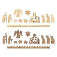 Wooden Advent Calendar Christmas 25 Days Countdown Calendar with Nativity Scene Nativity Scene Tabletop Decor Reusable Advent Calendar for Holiday Decorations sweetie