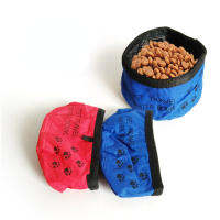 Dog Cat Puppy Food Water Bowl Dish Oxford Fabric Outdoor Feeder Folding Collapsible Travel