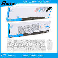 Rovtop 2.4G แป้นพิมพ์ไร้สายเมาส์ Combo ชุดสำหรับโน้ตบุ๊คแล็ปท็อป Desktop PC TV สำนักงาน