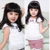 2Pcs/Set Baby Girl Soft Cotton Outfits Clothes Tops Blouse Lace Short Pants