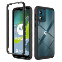 QVIZZ กรอบเคสพีซีแบบหนาโทรศัพท์ Moto E13เคสสำหรับ Motorola ใสขอบซิลิโคนแบบนิ่มกรอบกันกระแทกเกราะโปร่งใสแบบแข็ง