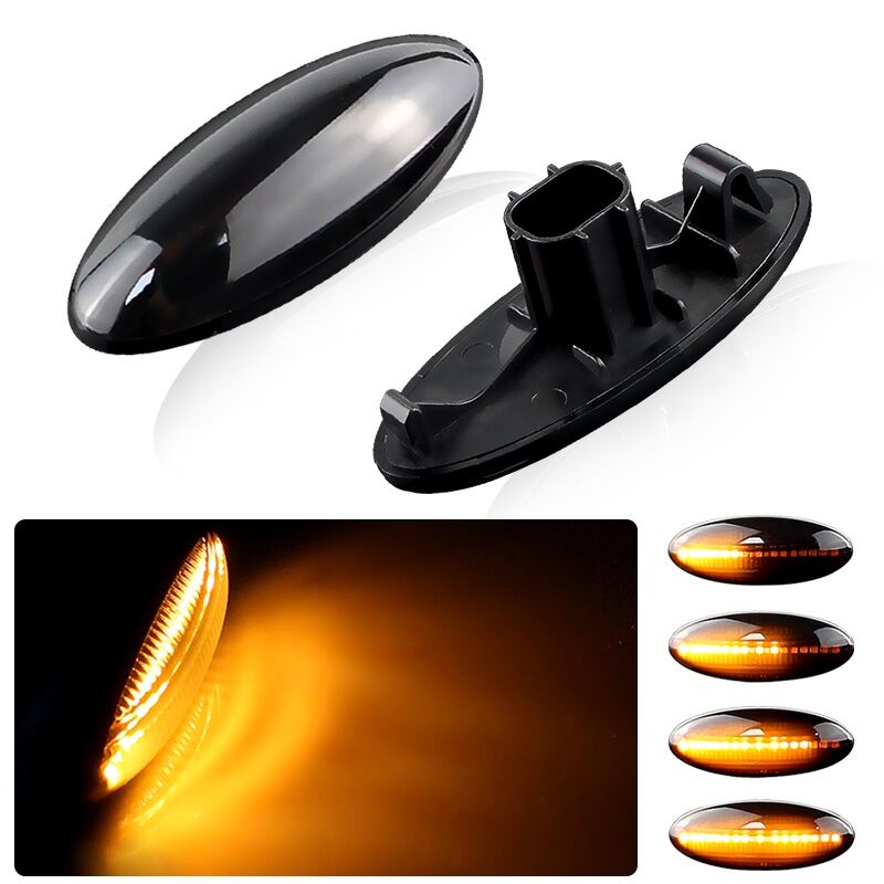 ZR For 2Pc Car Dynamic Side Marker Lights For Toyota Yaris 2005-2011 Corolla Auris RAV4 Sequential Blinker Turn Signal Streamer