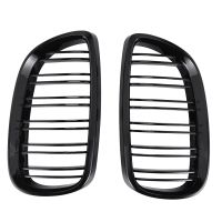 2Pcs Front Bumper Kidney Twin Fins Sport Grill Grille for BMW E92 E93 M3 2006-2009 08-13 3-Series M3(E92/E93) 07-10 E92 2D Coupe E93(Bright Black)