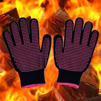 【CW】 300 Centigrade Resistant BBQ Gloves Cotton Silicone Non-Slip Hair Styling