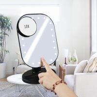 20-LED Makeup Mirror with 10X Magnifier 180 Degree Rotation Dimmable USB Plus Touch Sensing Makeup Mirror Beauty Make Up Mirror