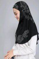 【CC】❇❡۞  H006 medium size 70x60cm muslim amira hijab with rhinestones pull on islamic scarf head wrap headwear