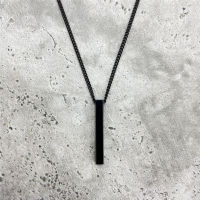 2021Hot Trendy Rectangle Pendant Necklace Men Black Color Classic Stainless Steel Cuban Chain Necklace For Men Women Jewelry Gift