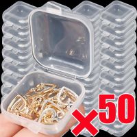 1-50Pcs Mini Storage Box Transparent Square Plastic Box Earrings Jewelry Packaging Storage Small Square Box Jewelry Organizer