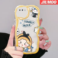 เคส JIUMOO สำหรับ OPPO A3s เคส C1 Realme A5 A12E เคสการ์ตูนน่ารักอลิซเด็กผู้หญิงเนื้อครีมขอบคลื่นนุ่มเคสมือถือกันกระแทกแบบใสสร้างสรรค์เคสโปร่งใสลายกล้องถ่ายรูปเรียบง่ายฝาครอบป้องกันอ่อนโยน