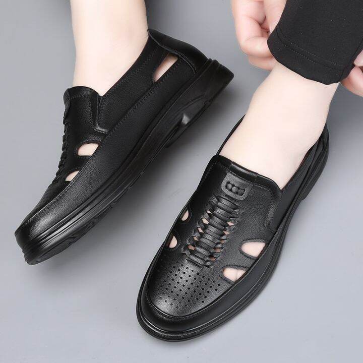 ขายดีที่สุด-ioztt2023-men-sandals-hollow-non-slip-soft-lighted-breathable-all-match-classic-wearable-fashion-leather