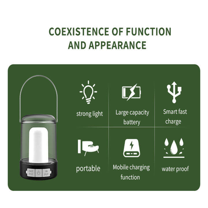 ตะเกียงตั้งแคมป์ไฟ-led-สำหรับตั้งแคมป์ชาร์จไฟแบบพกพาสำหรับตกปลาบาร์บีคิวเดินป่ากลางแจ้ง-led-แคมป์