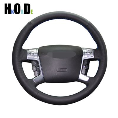 Black Artificial Leather Steering Wheel Covers Hand-stitched Car Steering Wheel Cover for Ford Mondeo Mk4 2007-2012 S-Max 2008