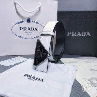 (ของขวัญที่สวยงามกล่อง) Prada เข็มขัดสำหรับทุกเพศ2023สไตล์ใหม่สำหรับผู้ชายและผู้หญิงกางเกงสายรัดเอวเกรดดีเยี่ยมเข็มขัดหนังวัวTH