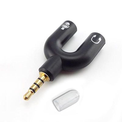 3.5mm Splitter Stereo U type Earphone Connector Converter Audio Mic Jack Plug Adapter For Phone Tablet PC MP3 MP4 Player L1 Cables