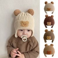 【YD】 Baby Beanie Cap Cartoon Ear Protection Knitted Hat for Toddler Boys Korean Warm Kids Crochet Hats Gorros