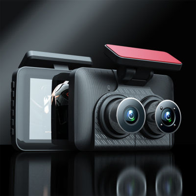กล้องติดรถยนต์ DVR 3กล้อง4.0นิ้วความละเอียด HD 1080P เครื่องบันทึกวีดีโอรถกล้องหน้ารถลงทะเบียนอัตโนมัติกล้องติดรถยนต์ Dvrs พร้อมกล้อง3ทาง