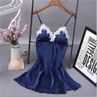 Sleepwear Nightgown Lingerie Sexy V-neck Solid Nightdress Babydoll Dress Robe Silk Women Summer Hot