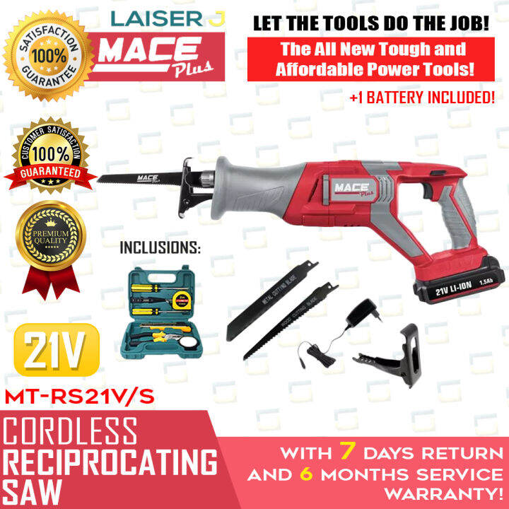 Mace Plus Cordless Reciprocating Saw MTRS21V/S with 1x battery, 1x