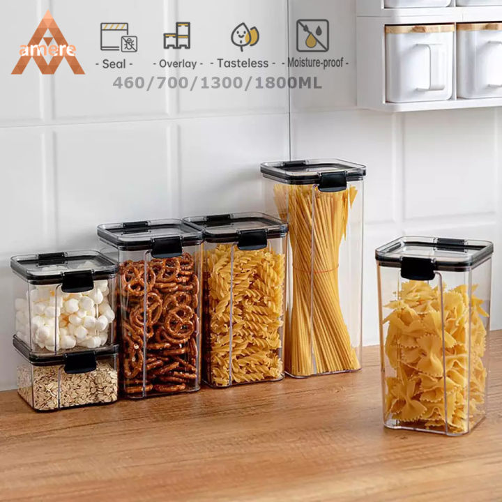 Kitchen Square Transparent Airtight Jar Grain Dry Goods Storage
