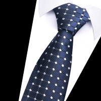 Office Tie For Men Gravatas Fashion Brand 7.5 cm 100 Silk Gravatas Shirt Accessories Dark Blue Plaid Abraham Lincoln 39;s