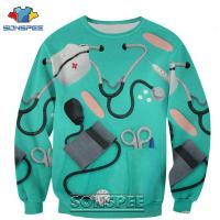 SONSPEE Cosplay Nurse Doctor 3D Print Long Sleeve Mens Hoodie Casual Funny Anime Men Medical Jacket Coat Tops Sweatshirt