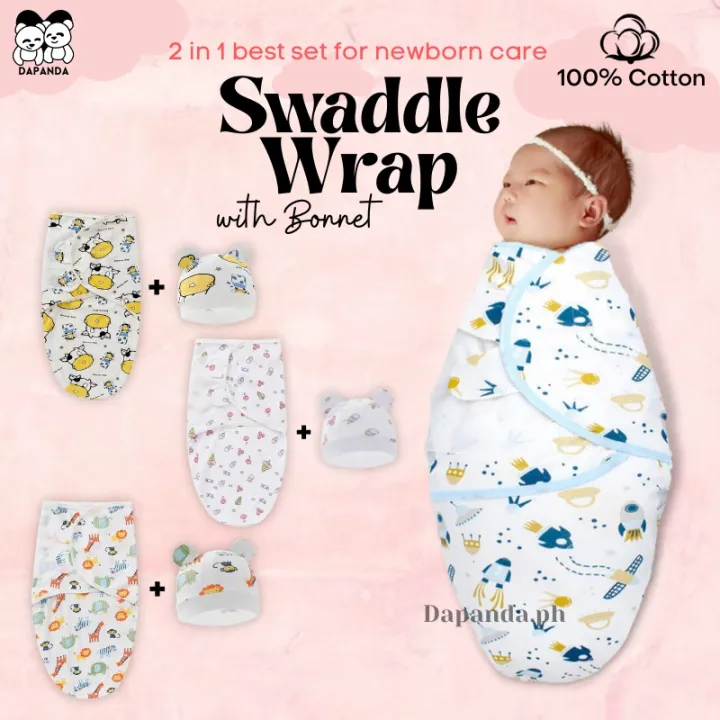 DAPANDA Newborn Swaddle 2 IN 1 Sets With Adjustable Magic