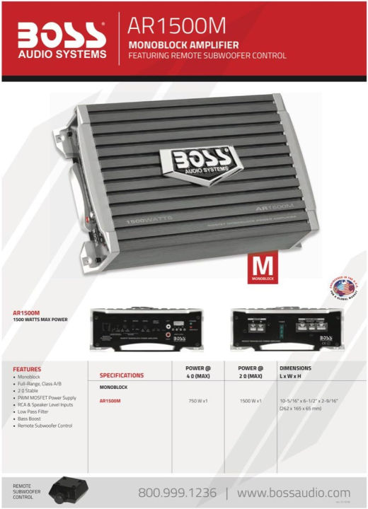 boss-audio-systems-ar1500mk-car-amplifier-and-8-gauge-wiring-kit-1500-watts-max-power-2-4-ohm-stable-class-ab-monoblock-mosfet-power-supply-remote-subwoofer-control-1500-watt-monoblock-with-install-ki