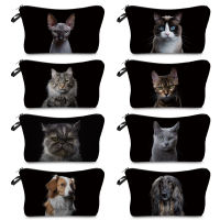 Heat Transfer Animal Pattern Makeup Bag Cute Cat Dog Print Cosmetic Bags High Quality Organizer Multifunction Women Pencil Case Cable Management