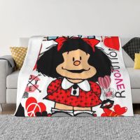 Mafalda World And Her Puppy Blankets Flannel Sprint Quino Comic Cartoon Throw Blanket for Couch Office Bedroom Breathable Soft