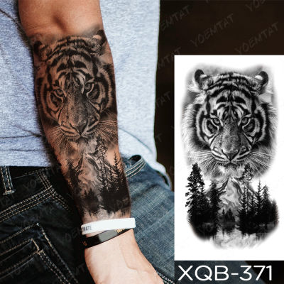 【cw】Forest Tiger Lion Wolf Waterproof Temporary Tattoo Sticker Animal Tribal Transfer Flash Tatoo Arm Body Art Fake Tatto Women Men ！