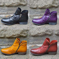 Autumn and Winter Really P Chunky-Heel Low Heel England Chelsea Boots Single Boots Womens ส้นสูงปานกลาง และหัวกลม